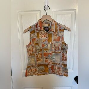 Harley Davidson Hawaiian Flame Motorcycle Vest Womens Size Small
